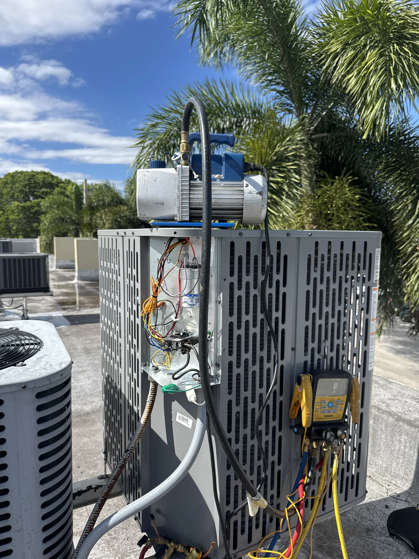 Outdoor air-conditioning condenser installation photo