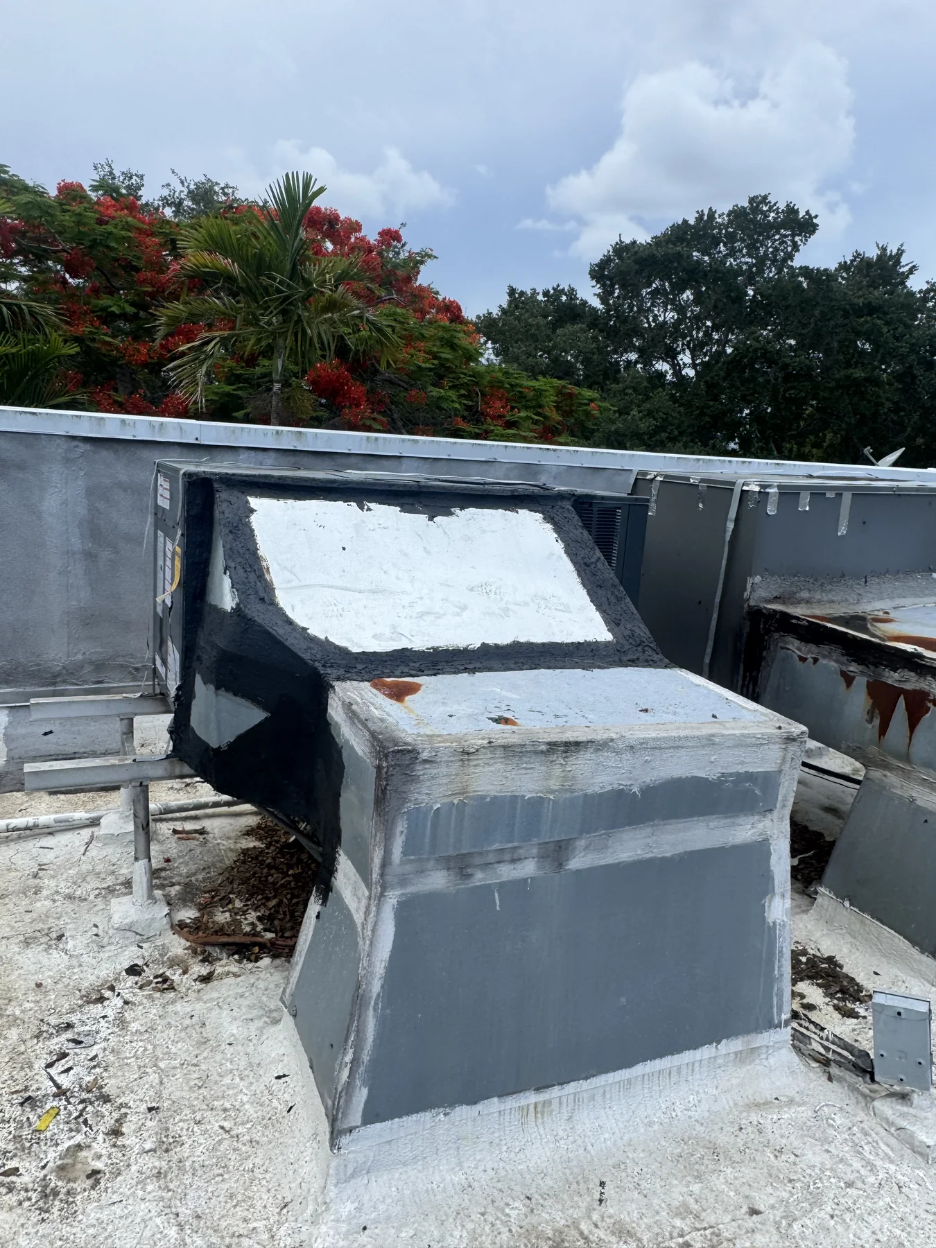 Packaged HVAC unit installation shown in a job photo